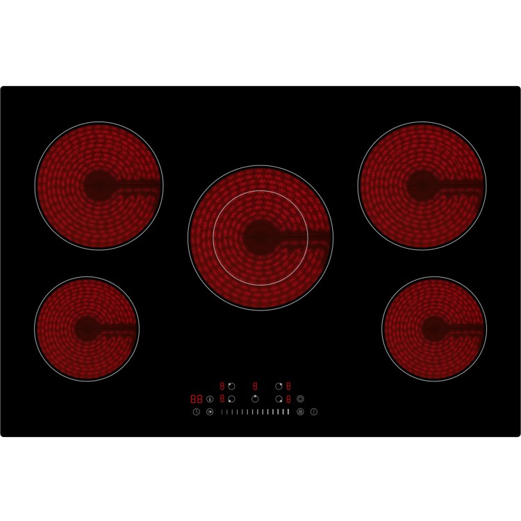 Refurbished electriQ eiqc77v3 77cm 5 Zone Touch Control Ceramic Hob Black