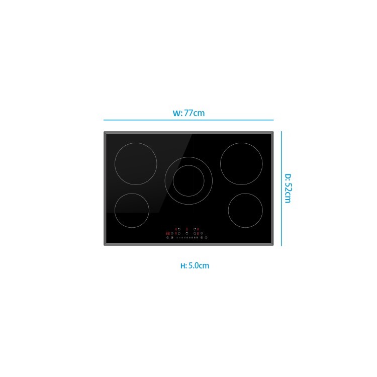 Refurbished electriQ eiqc77v3 77cm 5 Zone Touch Control Ceramic Hob