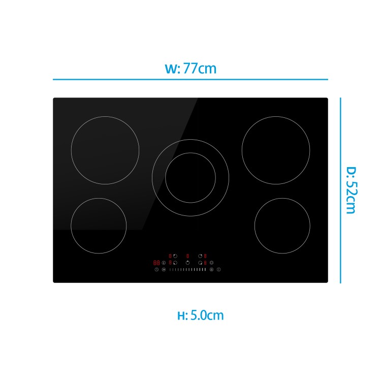 Refurbished electriQ eiqc77v3 77cm 5 Zone Touch Control Ceramic Hob Black