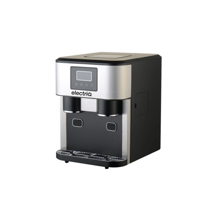 Refurbished electriQ eiqicecm Countertop Ice Maker With Ice Crusher and Water Dispenser Stainless Steel/Black