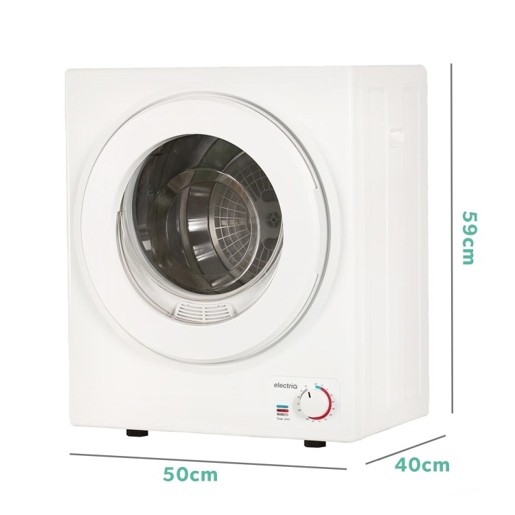 electriQ 2.5kg Mini Compact Vented Tumble Dryer - White