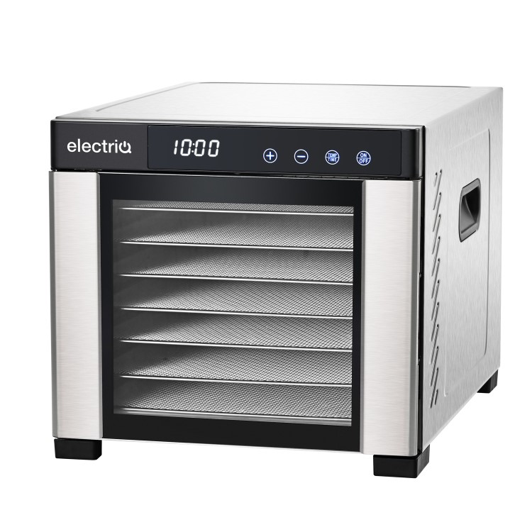 electriQ Commercial Style Digital Food Dehydrator & Dryer with 6 Shelves and 48 Hour Timer - Stainless Steel