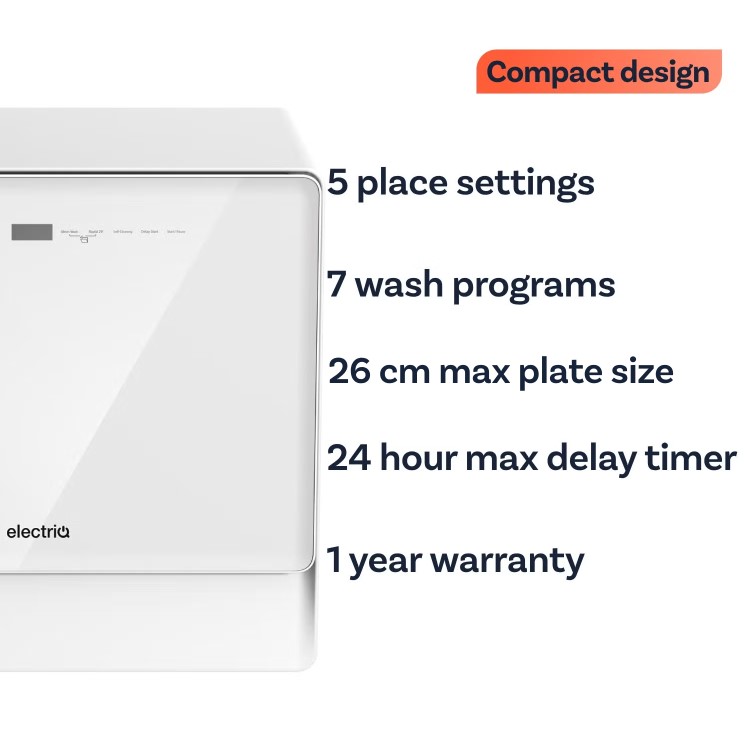 Refurbished electriQ eqdwttp 5 Place Table Top Dishwasher White