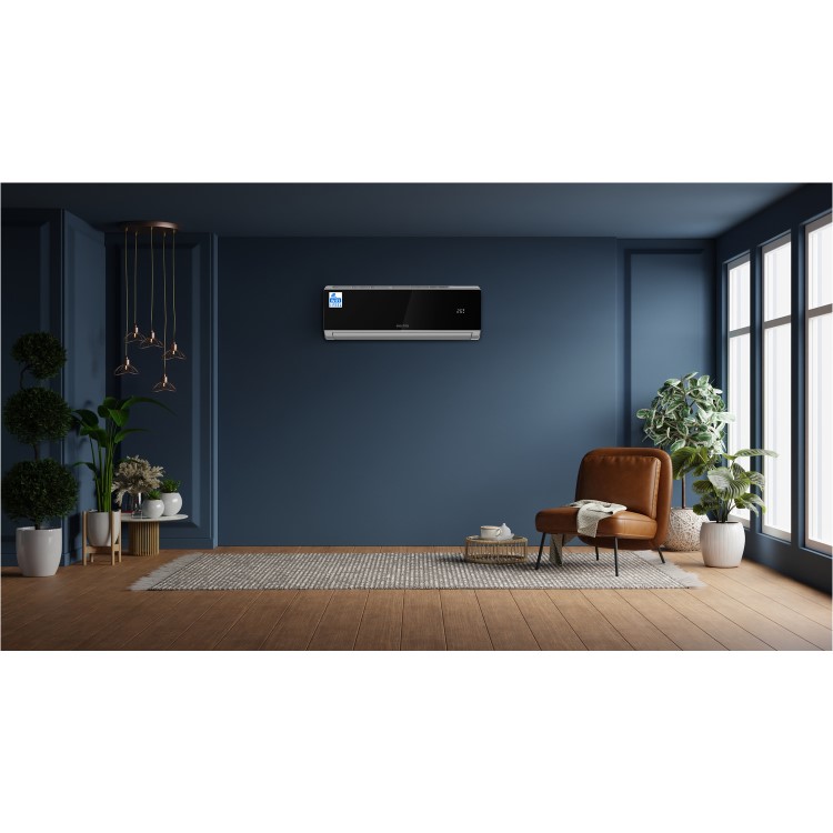 electriQ iQool Multi-Split 3 x 9000 BTU Smart Wall Mounted Air Conditioner with Heat Pump - Pipe Kits Included - Black