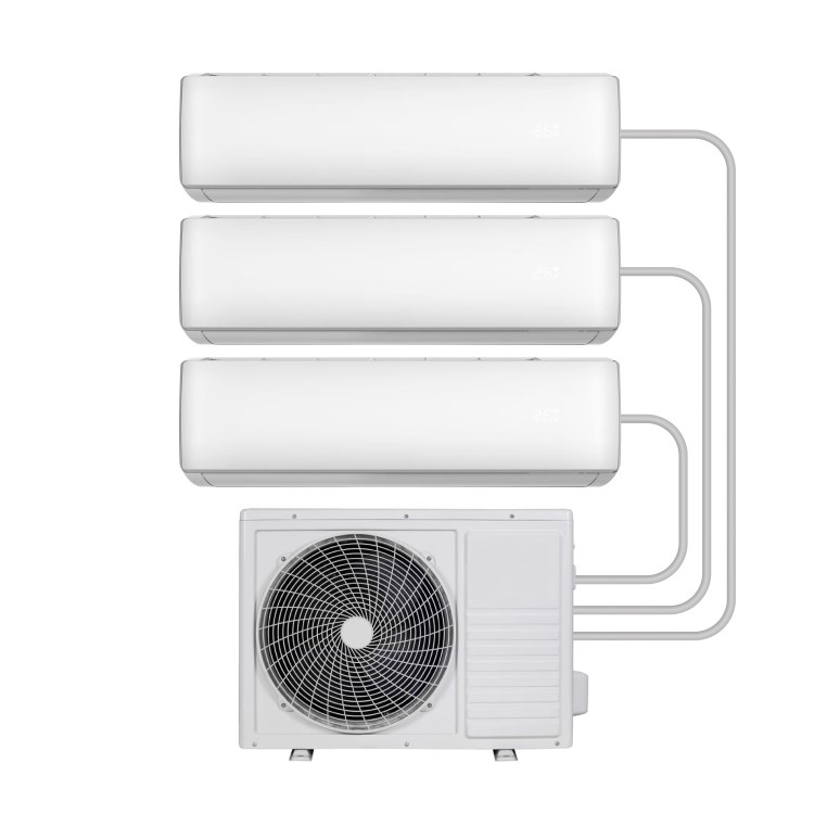 electriQ Iqool Multi-Split 3 x 9000 BTU Smart Wall Mounted Heat Pump Air Conditioner Bundle - Three Indoor Units Single Outdoor Unit and Pipe Kits Included