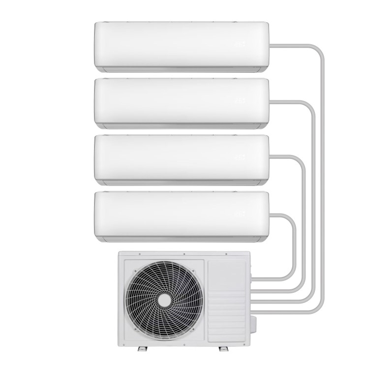 electriQ iQool Multi-Split 4 x 12000 BTU Smart Wall Mounted Heat Pump Air Conditioner Bundle - Four Indoor Units Single Outdoor Unit and Pipe Kits Included 