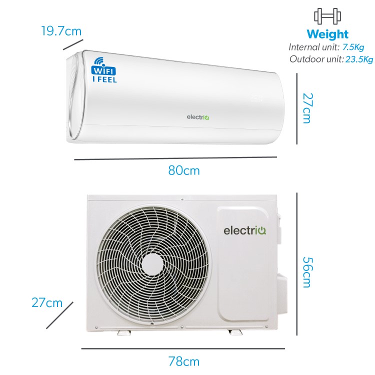 IQool Plus 9000 BTU Smart A+++ Wall Split Air Conditioner with Heat Pump - 5-Metre Pipe Kit Included