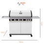 Boss Grill Alabama Elite - 6 Burner Gas BBQ Grill with Side Burner - Gloss White