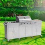 Refurbished Boss Grill Texas Premium Outdoor Kitchen 4 Burner Gas BBQ Grill with Side Burner Stainless Steel