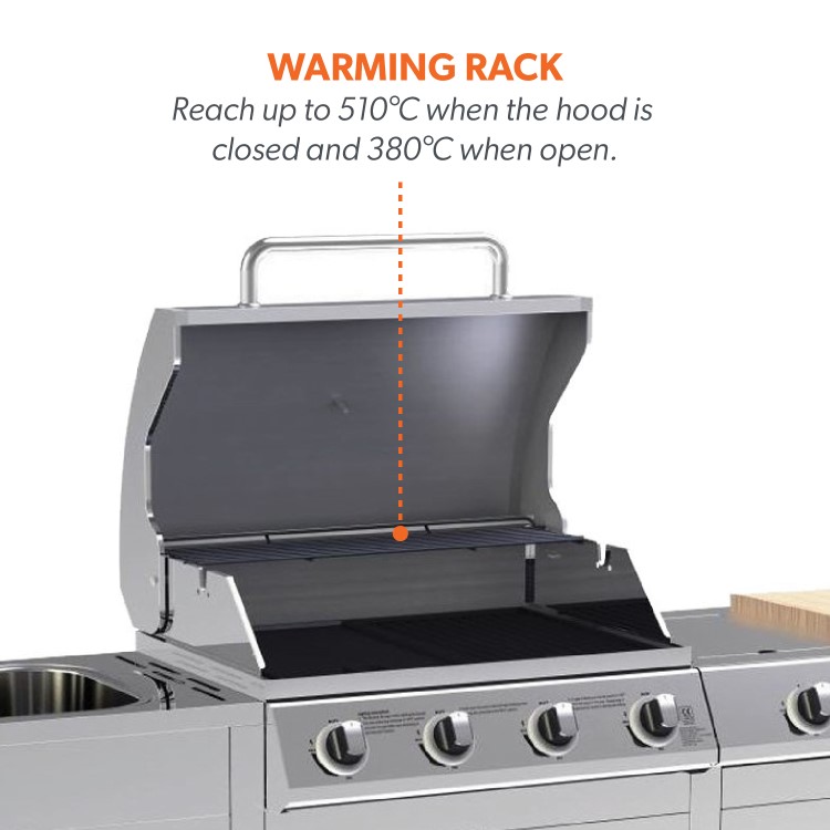 Refurbished Boss Grill Texas Premium Outdoor Kitchen 4 Burner Gas BBQ Grill with Side Burner Stainless Steel