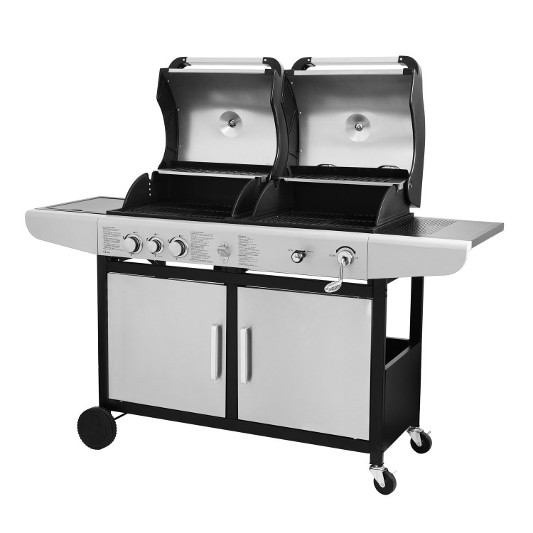 Boss Grill Premium Dual Fuel - 2 Burner Dual Fuel BBQ Grill with Side Burner - Stainless Steel